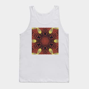 bright yellow orange gold and black kaleidoscopic hexagonal design Tank Top